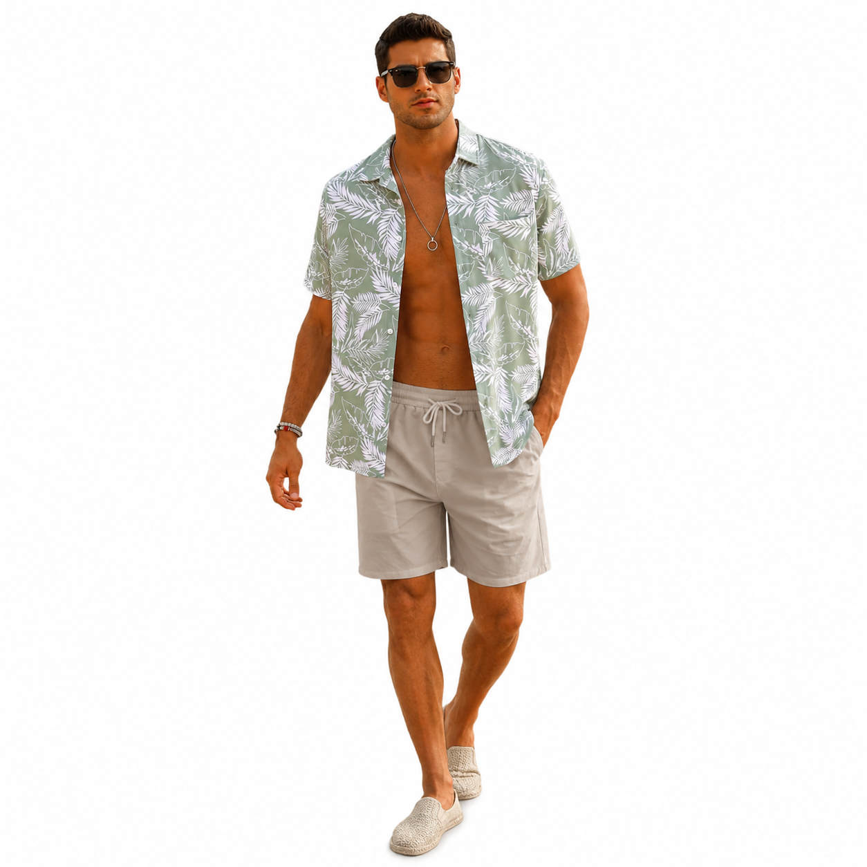 EISHOPEER Men's Flower Shirt Hawaiian Sets Casual Button Down Short Sleeve Shirt and Solid Quick Dry Beach Shorts S-3XL