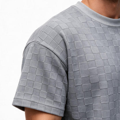 Men's 2 Piece Set Summer Outfits Casual Geometric Texture Short Sleeve Shirt and Shorts Track Suits for Men Set