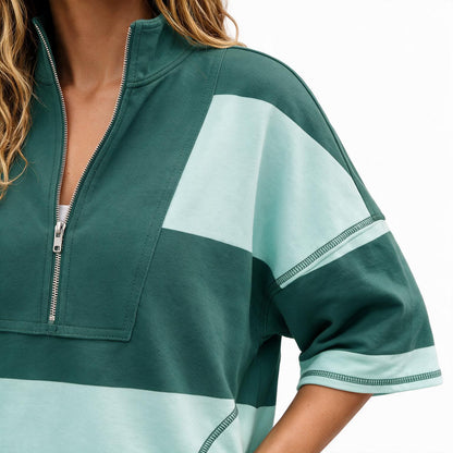 Panadila Women's Striped Workout Set Summer Matching 2 Piece Short Set | Oversized Lounge Sets, Matching Set Two Piece Outfits, Athletic Set, Tracksuit, Short Sleeve Top and Shorts with Pockets