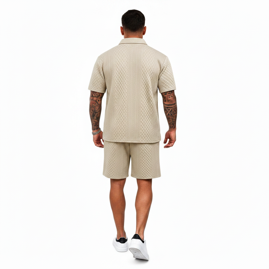 Men's 2 Pieces Outfits Casual Polo Shirt and Shorts Set Collar Athletic Jogging Summer Tracksuit
