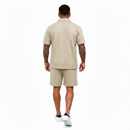Men's 2 Pieces Outfits Casual Polo Shirt and Shorts Set Collar Athletic Jogging Summer Tracksuit