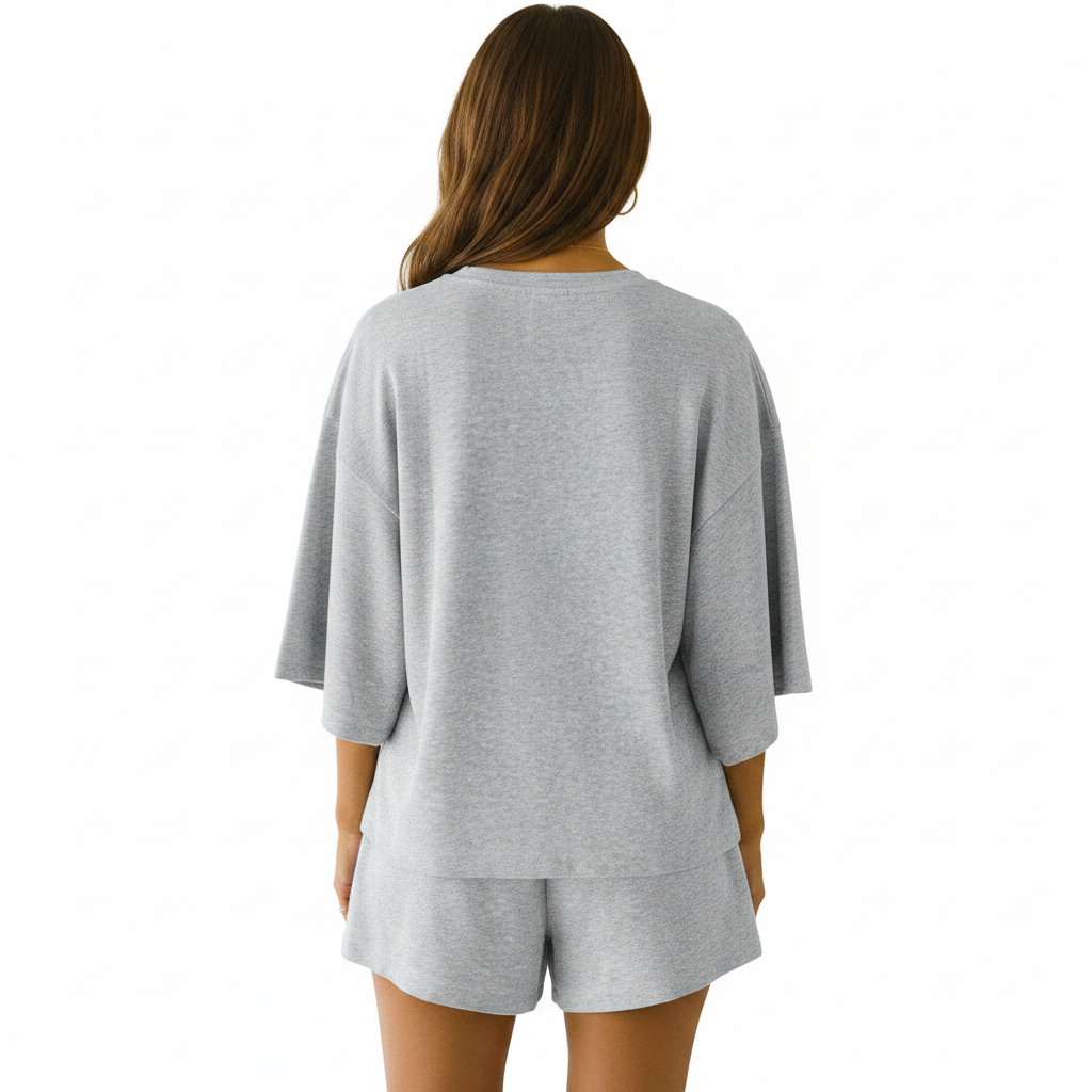 Tankaneo Womens 2 Piece Pajama Sets Oversized Tops Loose Shorts Lounge Sets