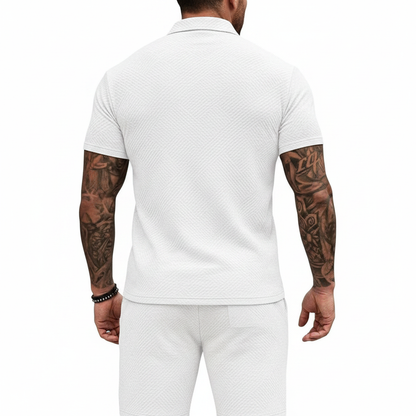 EISHOPEER Men's Polo Shirt and Shorts Set Fashion Zipper 2 Pieces Outfits