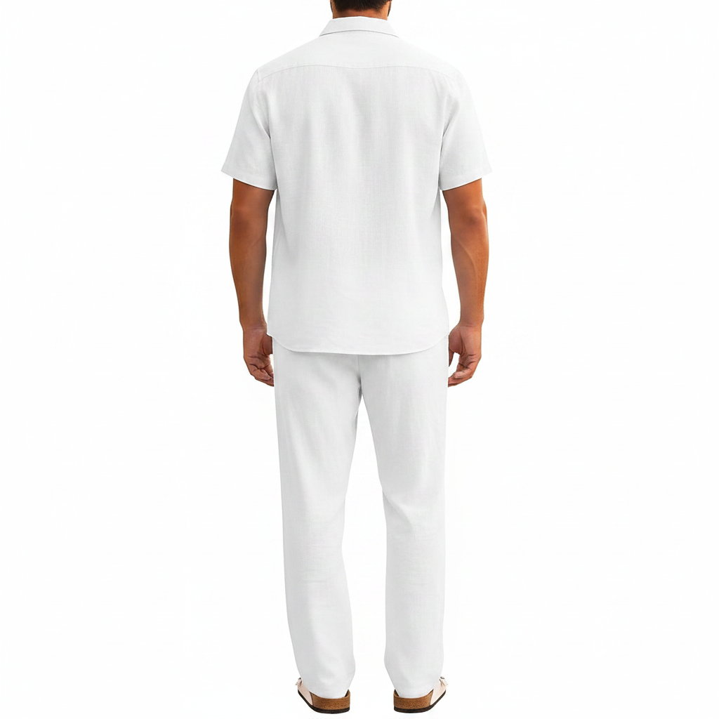 COOFANDY Men's 2 Piece Sets Beach Outfits Cotton Short Sleeve Button Down Shirts Loose Pants Summer Vacation Casual Outfits